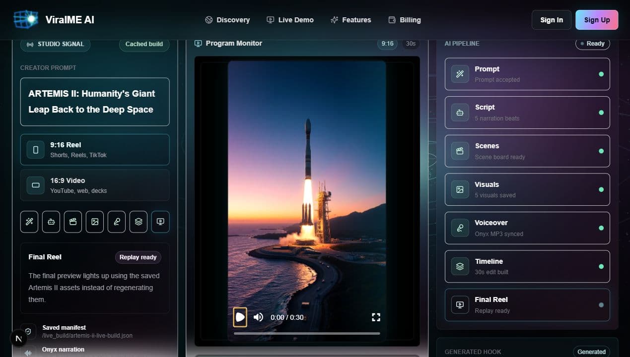 ViralME reel editor timeline